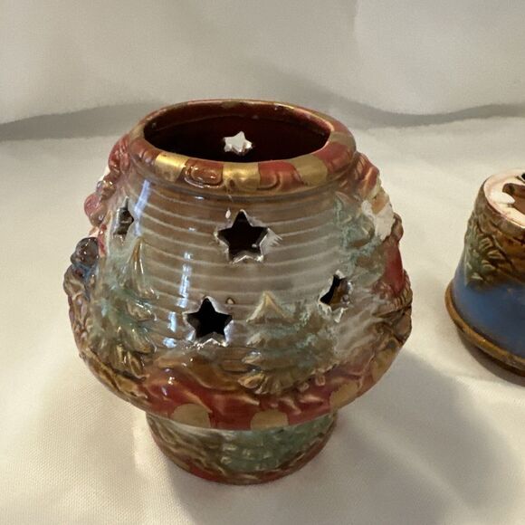 Kirklands Potters Garden Christmas Tealight fairy light Woodland Santa & Snowman - Picture 8 of 15